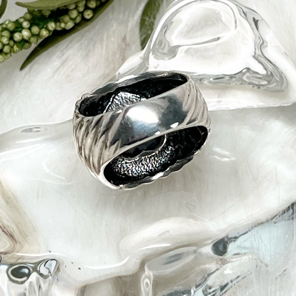 David Yurman Diamond Cable Wide Band Heart Ring .925/18K Gold - Picture 8 of 11